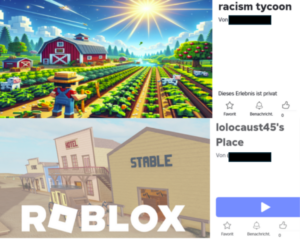 Ansicht von digitalen Räumen mit antisemitischen Namen wie "lolocaust"