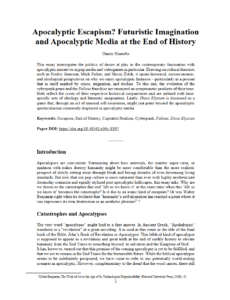Erste Seite des Aufsatzes "Apocalyptic Escapism? Futuristic Imagination and Apocalyptic Media at the End of History"
